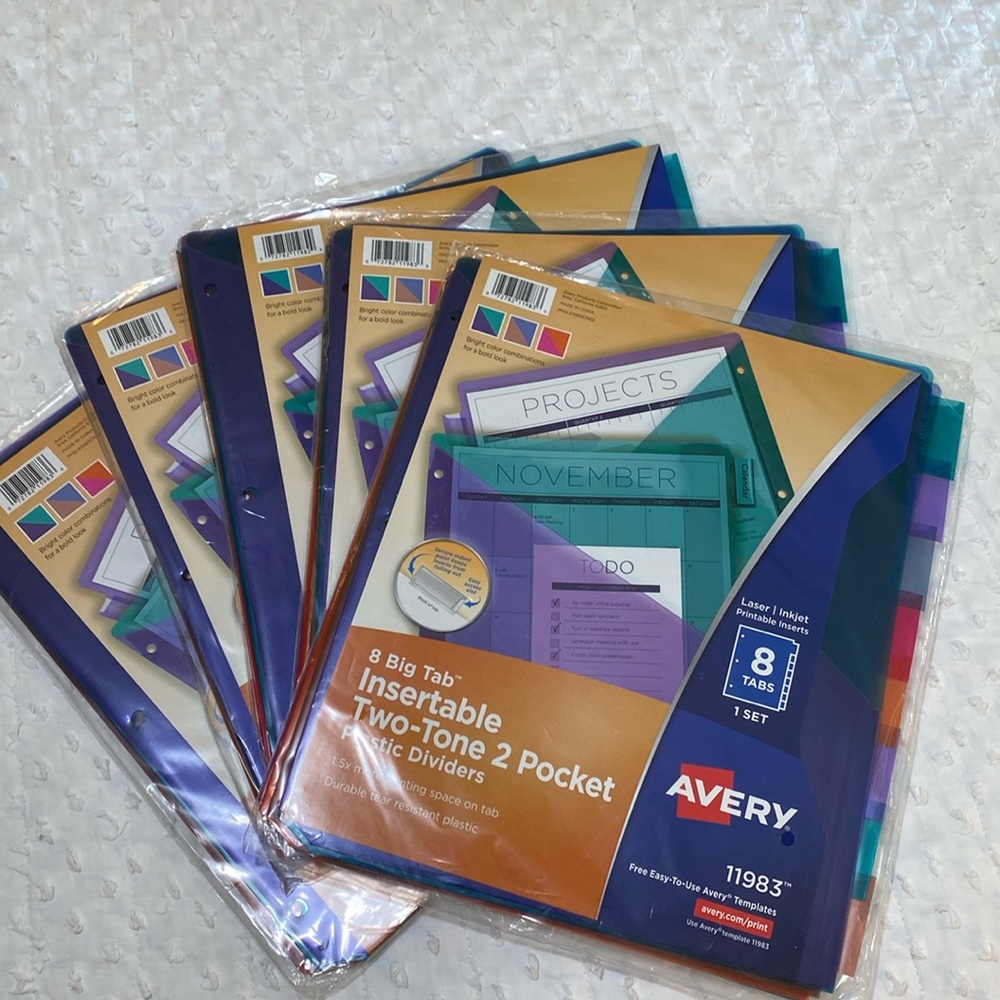Avery 8 Big Tab Two Tone 2 Pocket Dividers (5)